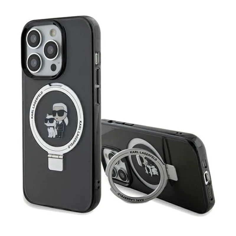 Karl Lagerfeld Ring Stand Puzdro Karl&Choupette MagSafe pre iPhone 13 Pro Max - čierne