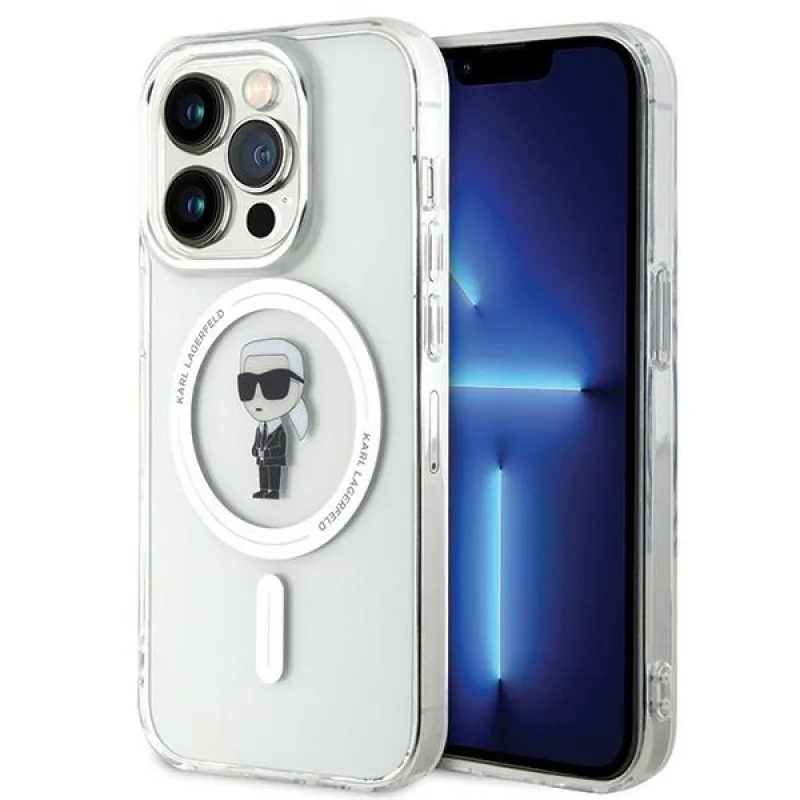 Puzdro Karl Lagerfeld IML Ikonik MagSafe iPhone 15 Pro – priehľadné