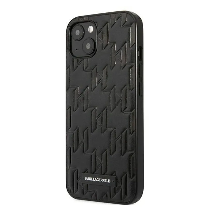 Karl Lagerfeld KLHCP13SMNMP1K iPhone 13 mini 5,4 "pevné puzdro čierna / čierna plaketa s monogramom