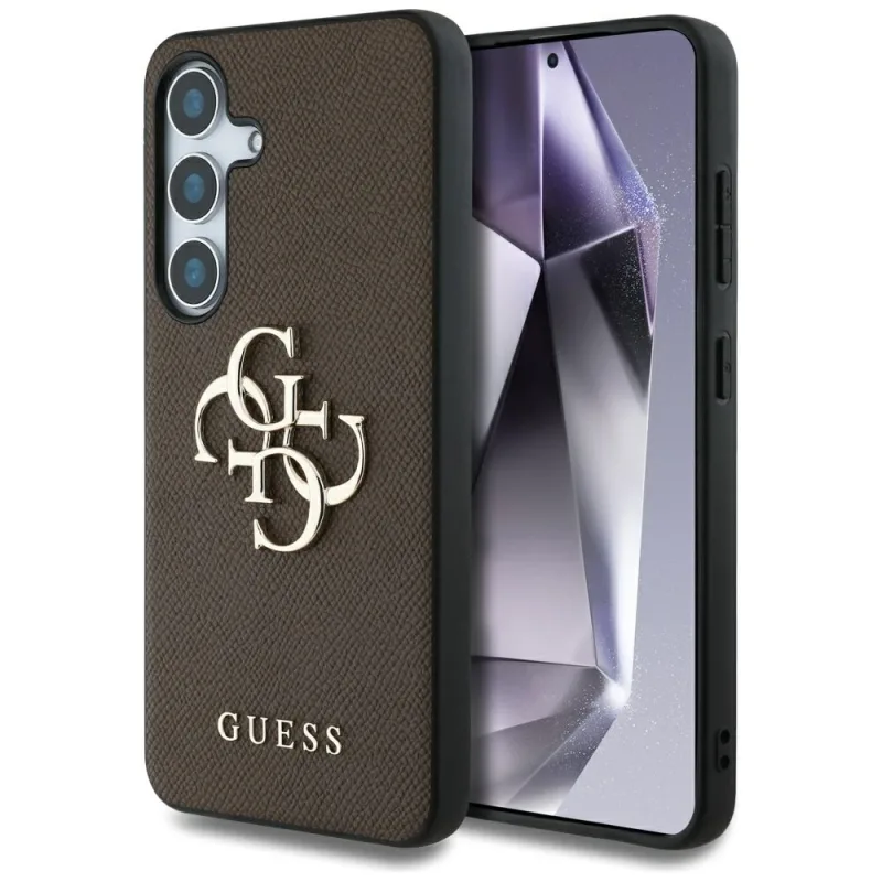 Puzdro Guess Grained Big 4G Logo Small Classic Logo pre Samsung Galaxy S25 hnedé