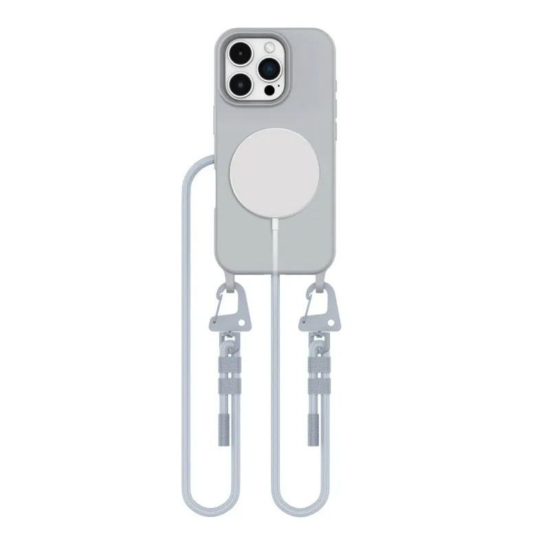 Puzdro Tech-Protect MagNecklace MagSafe so šnúrkou pre iPhone 16 Pro – šedé