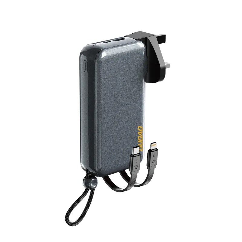 Dudao K25 2v1 10000mAh 3-zástrčková powerbanková nabíjačka – sivá