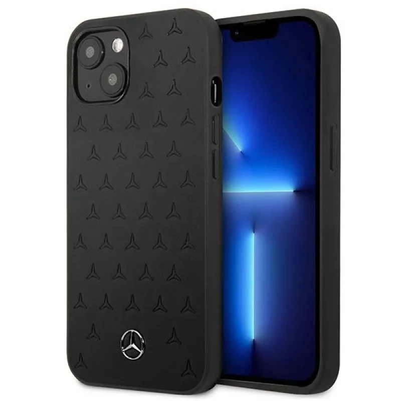 Mercedes Leather Stars Pattern Case pre iPhone 13 mini - čierny