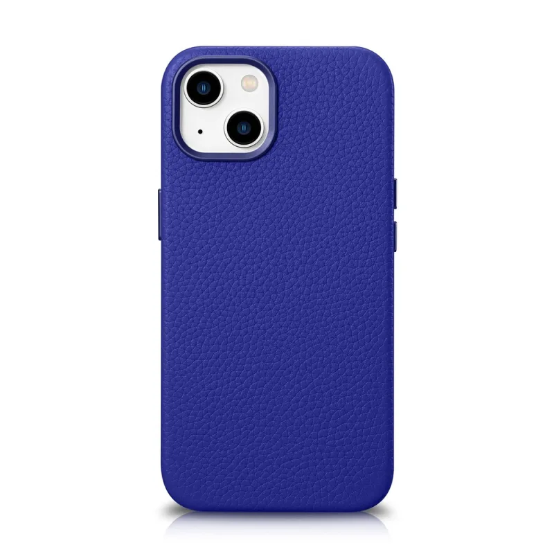 Prémiové kožené puzdro iCarer Litchi Magnetické kožené puzdro iPhone 14 Plus s tmavomodrou MagSafe (WMI14220711-DB)