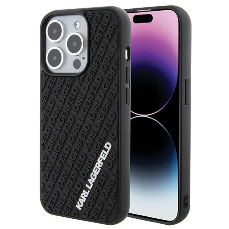 Kryt Karl Lagerfeld 3D Rubber Multi Logo pre iPhone 15 Pro - čierny