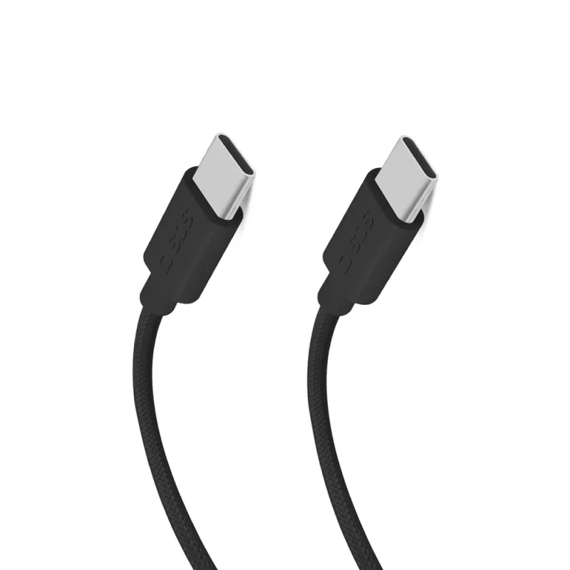 SBS TECABLETISSUETCK USB-C - USB-C 1,5m 60W opletený kábel - čierny