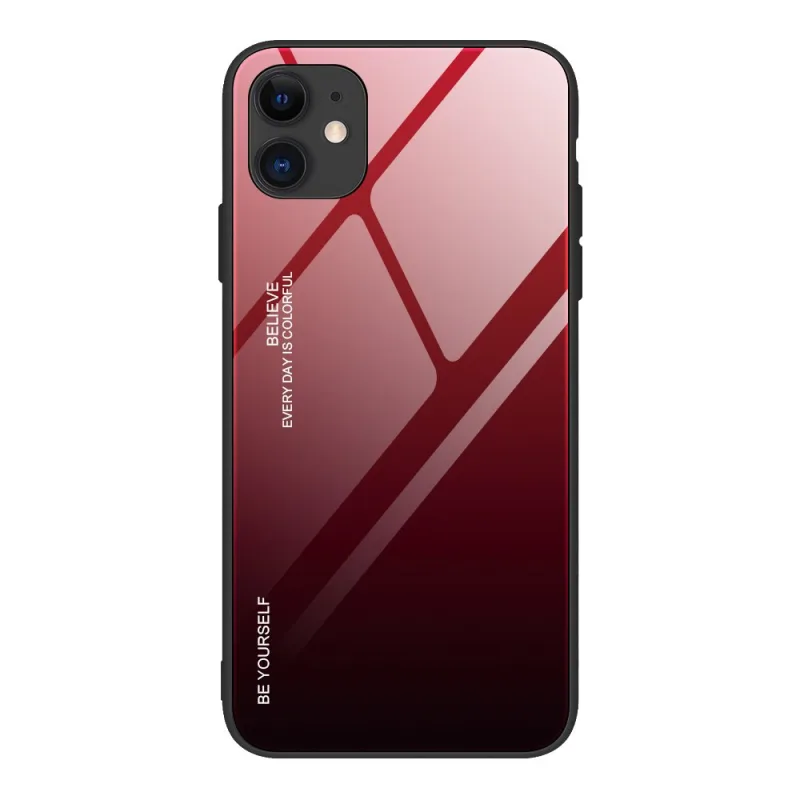 Odolný kryt Gradient Glass so zadnou stranou z tvrdeného skla iPhone 12 mini čierno-červený