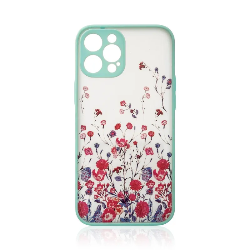 Dizajnové puzdro pre iPhone 12 Pro kvetinové puzdro svetlomodré