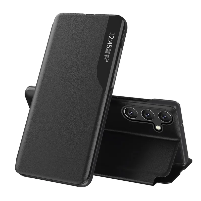 Kryt Eco Leather View Case pre Samsung Galaxy A24 4G s výklopným stojanom čierny