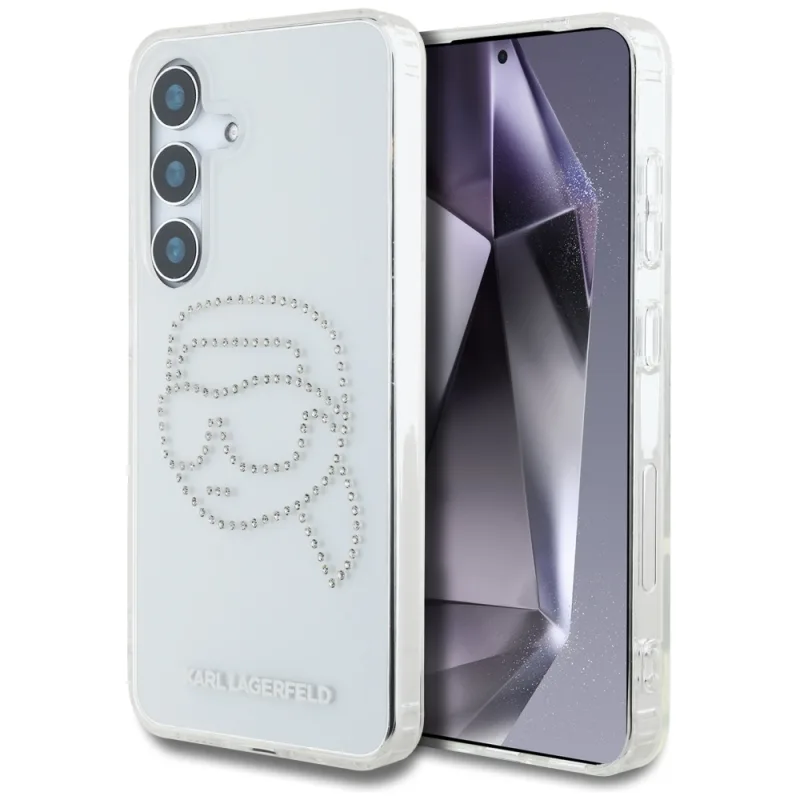 Puzdro Karl Lagerfeld Rhinestones Karl Head Logo Samsung Galaxy S25 priehľadné