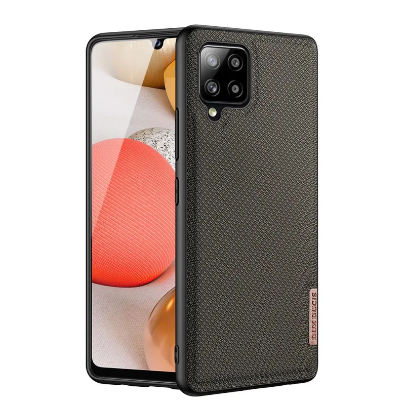 Puzdro Dux Ducis Fino pokryté nylonovým materiálom pre Samsung Galaxy A42 5G zelené