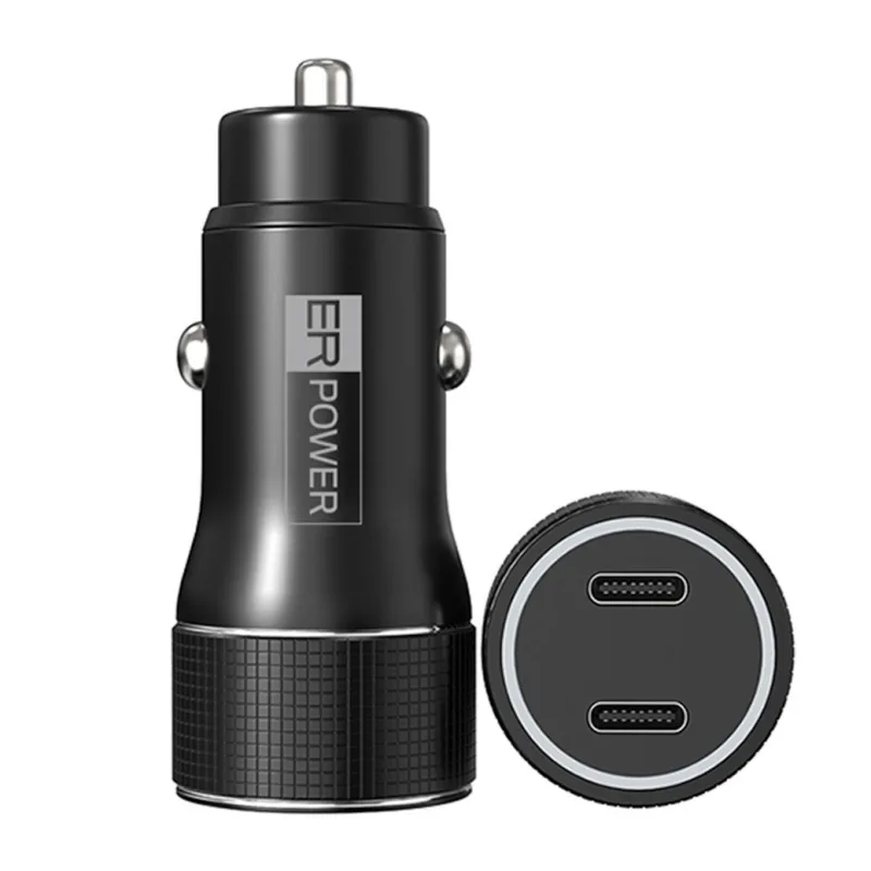 ER POWER nabíjacka do auta 40W USB-C PD+ QC 3.0 - Black