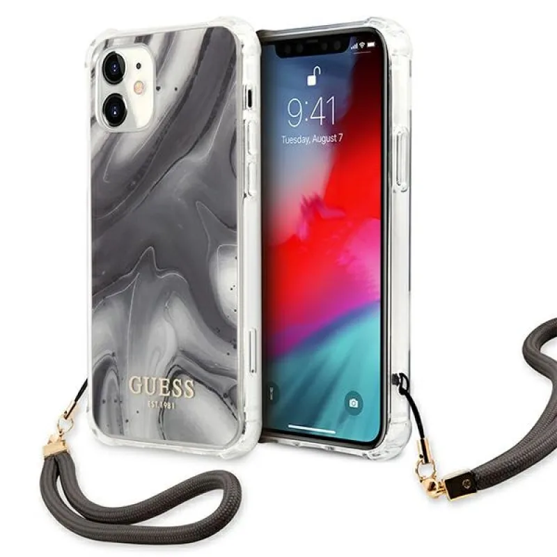 Guess GUHCP12SKSMAGR iPhone 12 mini 5,4" sivo/sivé pevné puzdro Marble Collection