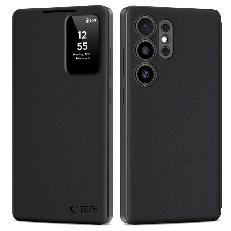 Inteligentné peňaženkové puzdro Tech-Protect pre Samsung Galaxy S25 Ultra – matné čierne