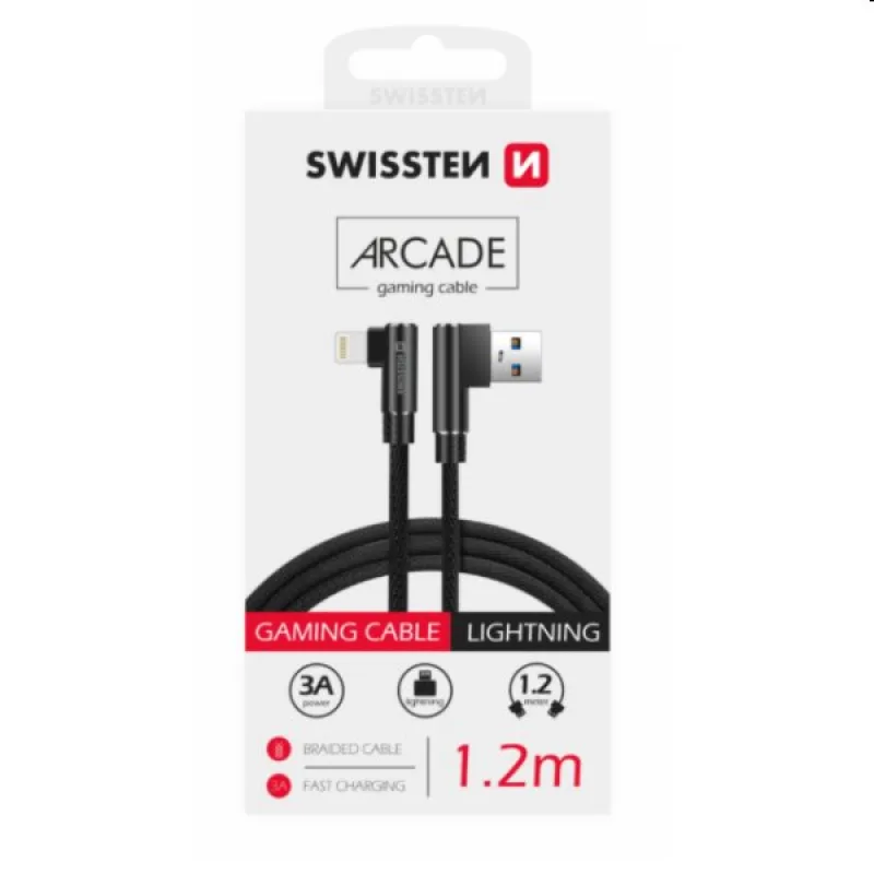 Swissten Data Cable Textile Arcade USB/LIGHTNING 1.2 m, black