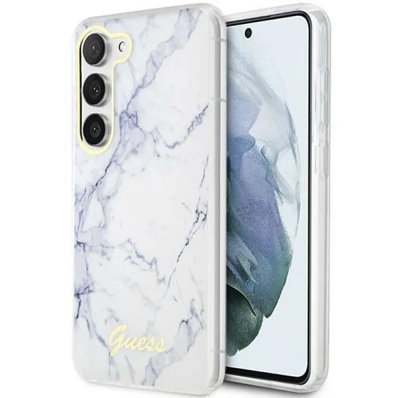 Guess GUHCS23SPCUMAH S23 S911 bielo/biele pevné puzdro Marble