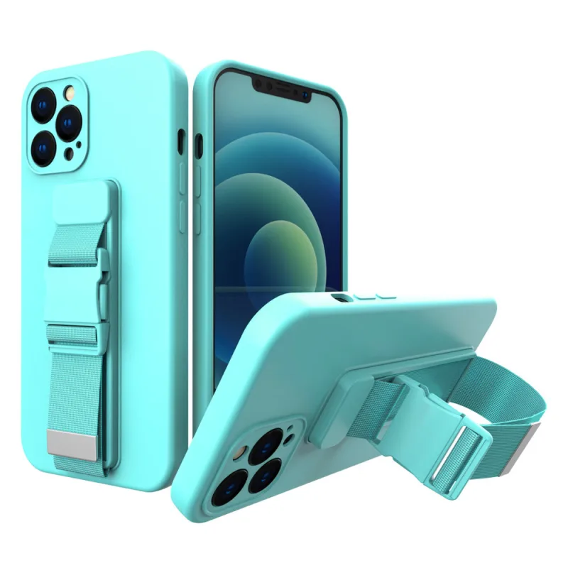Púzdro na lano gélové puzdro s retiazkou na šnúrku na šnúrku na šnúrku na iPhone 13 Pro Max svetlomodré