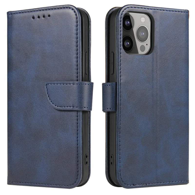 Magnet Case elegantné puzdro typu knižnica so stojanom pre iPhone 13 Pro modré