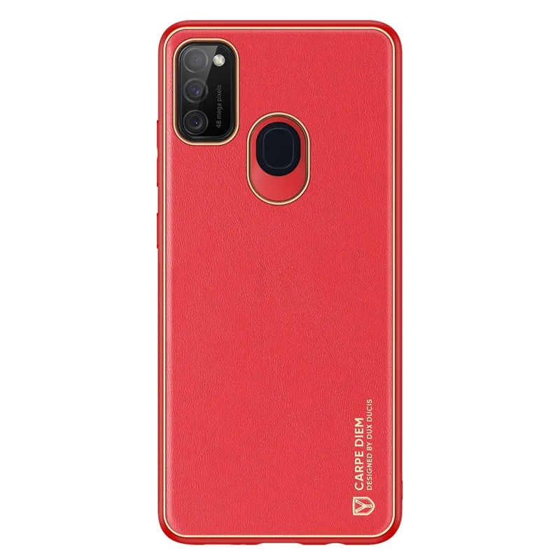 Elegantné puzdro Dux Ducis Yolo vyrobené z mäkkej TPU a PU kože pre Samsung Galaxy M30s červené