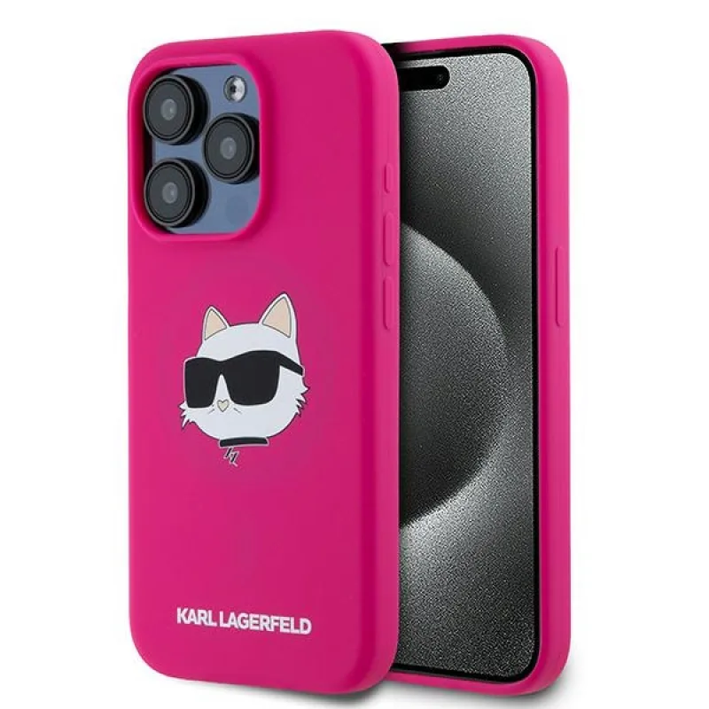 Karl Lagerfeld Silicone Choupette Head MagSafe puzdro pre iPhone 15 Pro Max - ružové