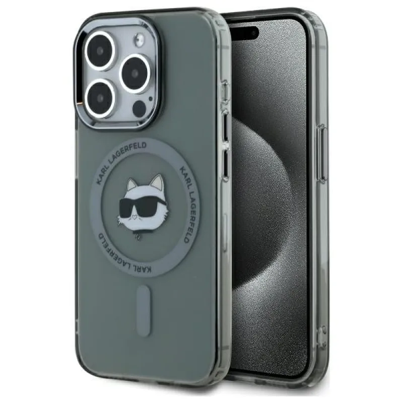 Karl Lagerfeld KLHMP15LHLSCHK iPhone 15 Pro 6,1" čierno/čierne pevné puzdro IML Metal Choupette Head MagSafe
