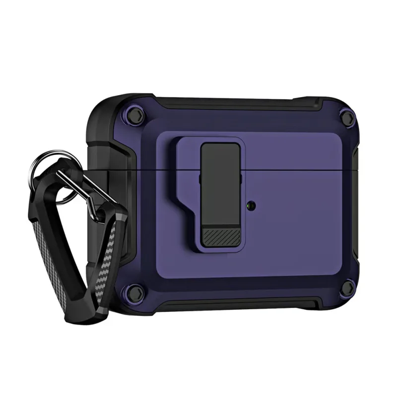 Puzdro Airpods 4 Pro Armor s karabínou - fialové