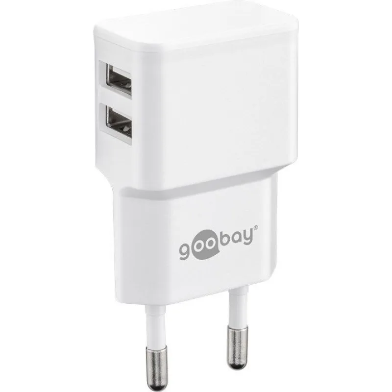 Goobay Napájecí a nabíjecí adaptér 230V na 2x USB, max.2, 4A, bílý…