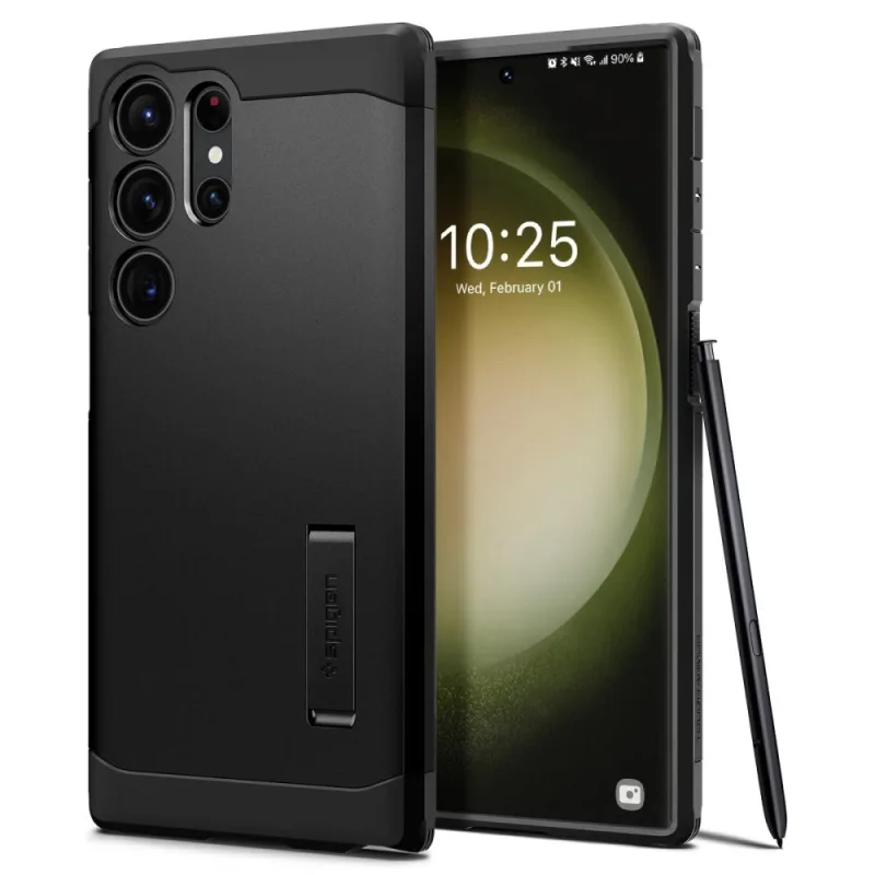Puzdro Spigen Tough Armor pre Samsung Galaxy S23 Ultra – čierne