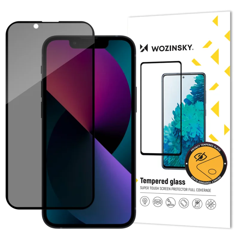 Tvrdené sklo Wozinsky Privacy Glass pre iPhone 16e / 14 / 13 / 13 Pro s ochranným filtrom Anti Spy