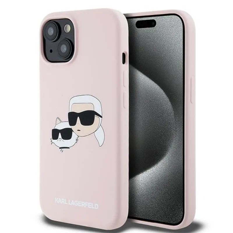 Karl Lagerfeld silikónové puzdro Karl&Choupette MagSafe pre iPhone 15 / 14 / 13 - ružové