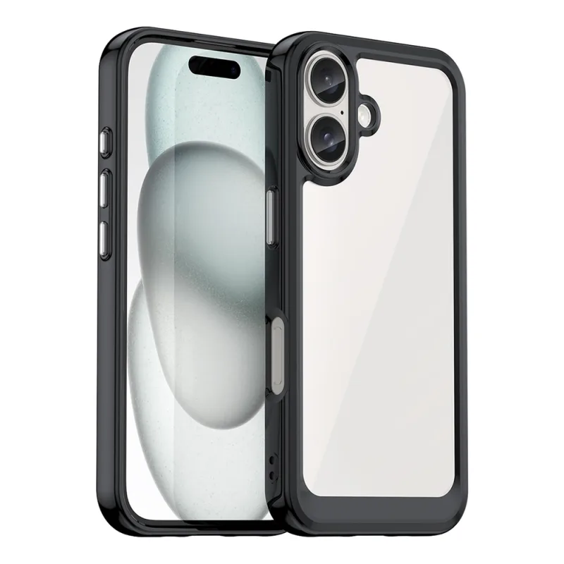 Puzdro Outer Space s gélovým rámom pre iPhone 16 - čierne