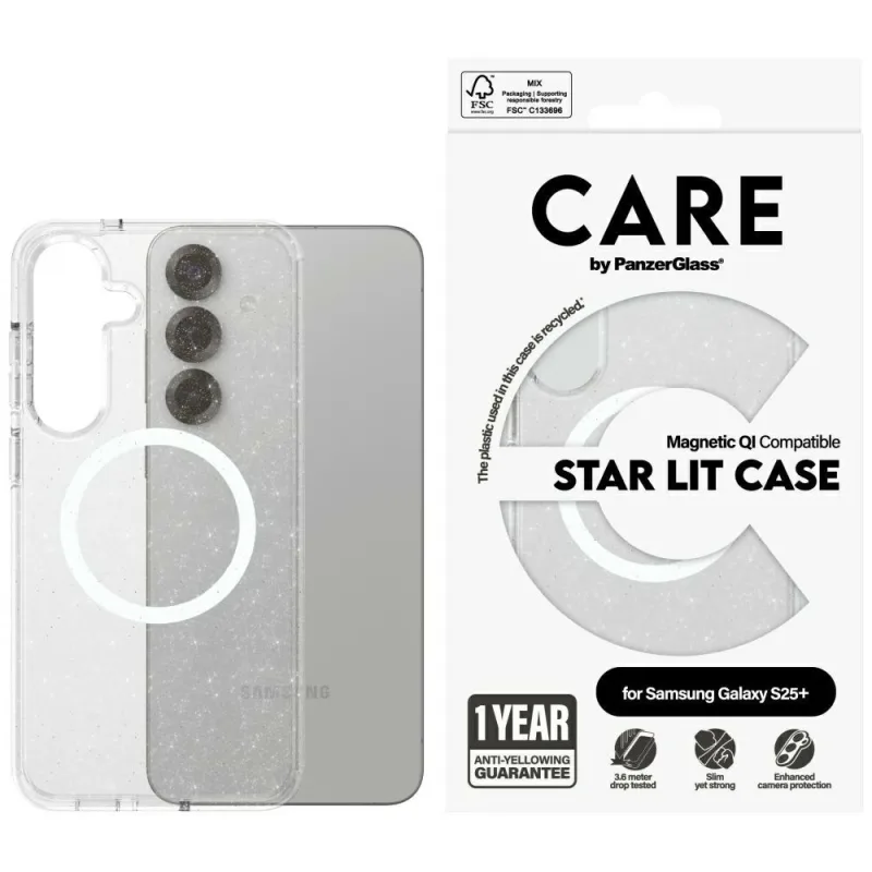 CARE by PanzerGlass Flagship Urban Combat StarLight White QI puzdro pre Samsung Galaxy S25+ – priehľadné