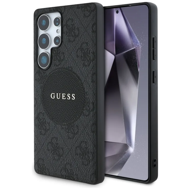 Puzdro Guess 4G Round Patch Classic Logo MagSafe pre Samsung Galaxy S25 Ultra čierne