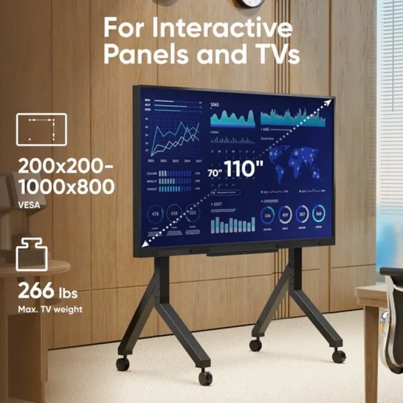 ONKRON mobilný TV stojan pre 70" - 110" do 125 kg, s držiakom, čierny…