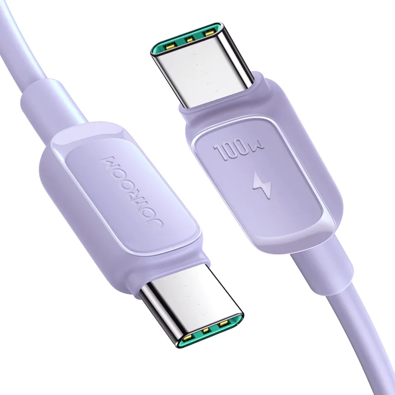 Viacfarebný kábel Joyroom A14 USB-C / USB-C 100 W 1,2 m – fialový