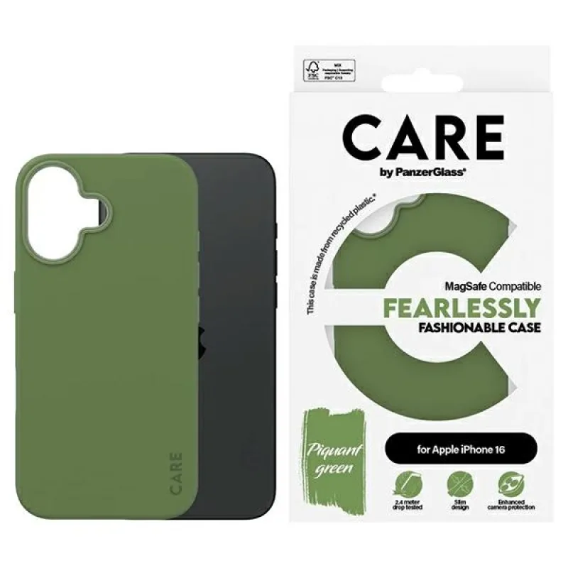 CARE by PanzerGlass Fashion Case iPhone 16 6,1" zelená/zelená MagSafe 1385