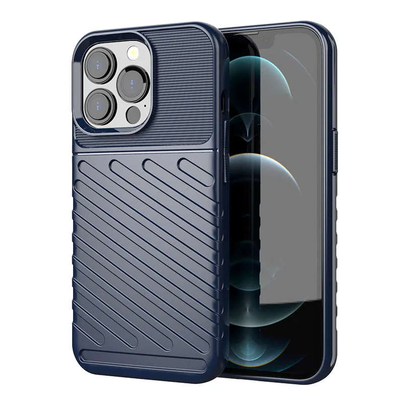 Thunder Case Flexibilné Tough Rugged Cover TPU puzdro pre iPhone 13 Pro modré
