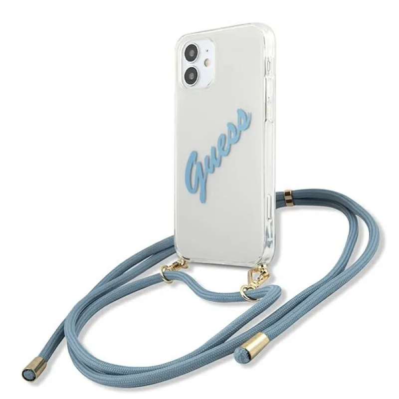 Guess GUHCP12SCRTVSBL iPhone 12 mini 5,4" modro/modré pevné puzdro Script Vintage