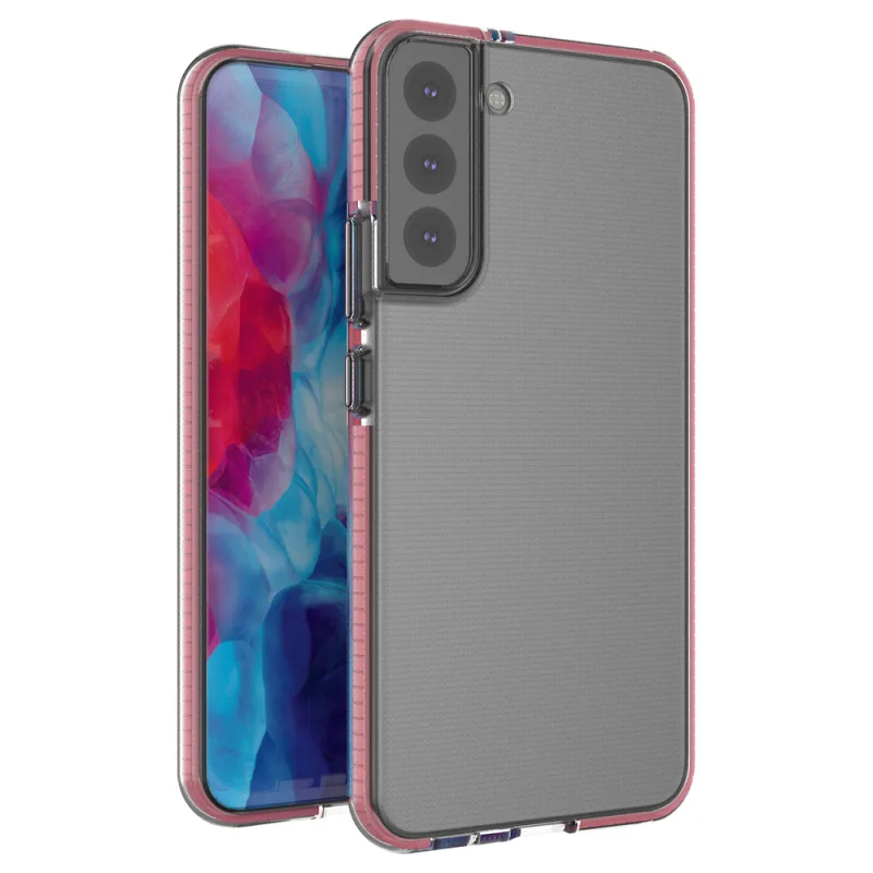 Spring Case Cover Gélový kryt s farebným rámom pre Samsung Galaxy S22 + (S22 Plus) svetloružový