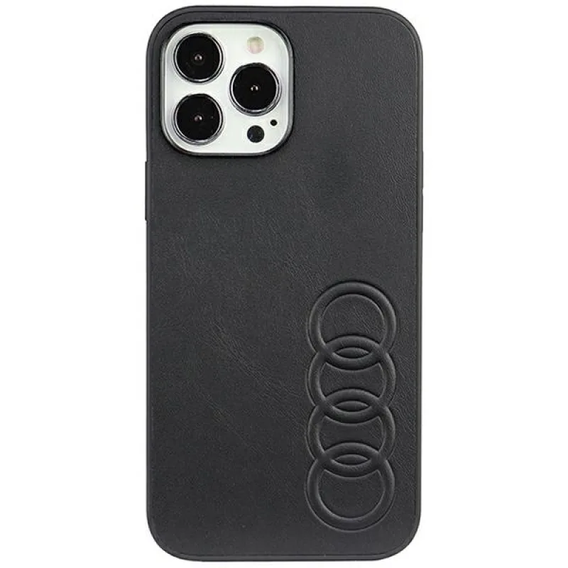 Pevné puzdro Audi Synthetic Leather iPhone 13 Pro Max 6,7" čierne/čierne AU-TPUPPCIP13PM-TT/D1-BK