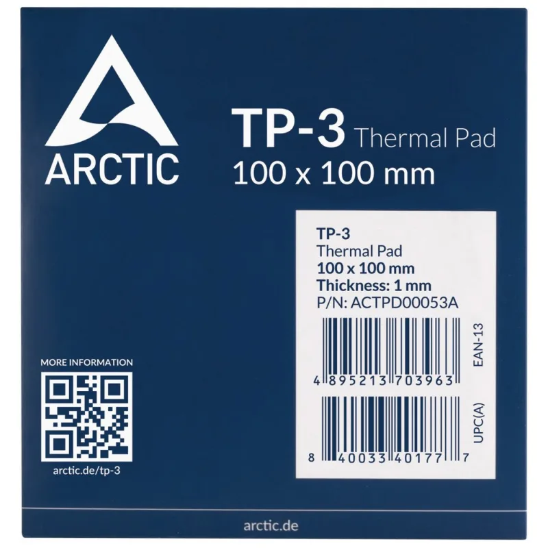 Arctic TP-3 Premium Performance Thermal Pad, 100x100mm, t:1mm
