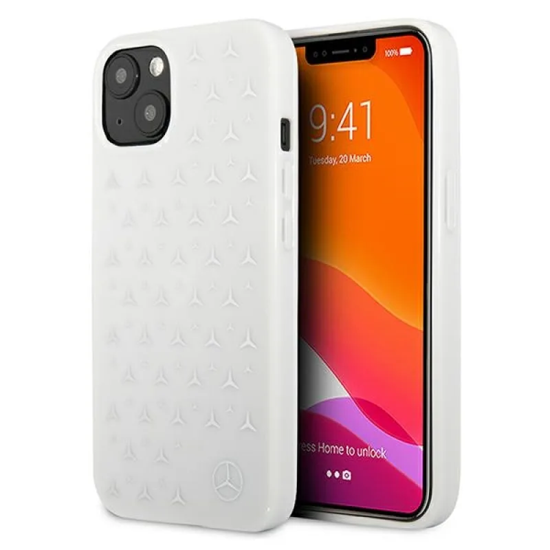 Kryt Mercedes Silver Stars Pattern Case pre iPhone 13 mini - biely