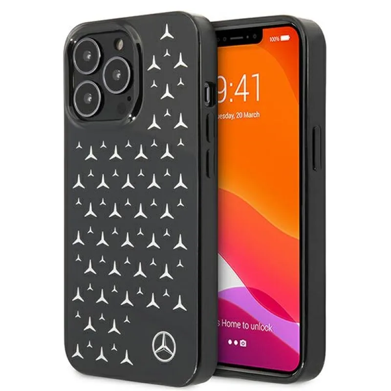 Kryt Mercedes Silver Stars Pattern Case pre iPhone 13 Pro / iPhone 13 - čierny