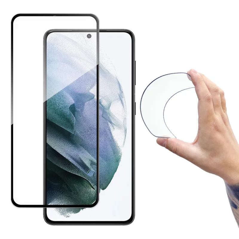 Wozinsky Full Cover Flexi Nano Glass Hybridná ochrana obrazovky s rámom pre Samsung Galaxy S21+ 5G (S21 Plus 5G) čierna