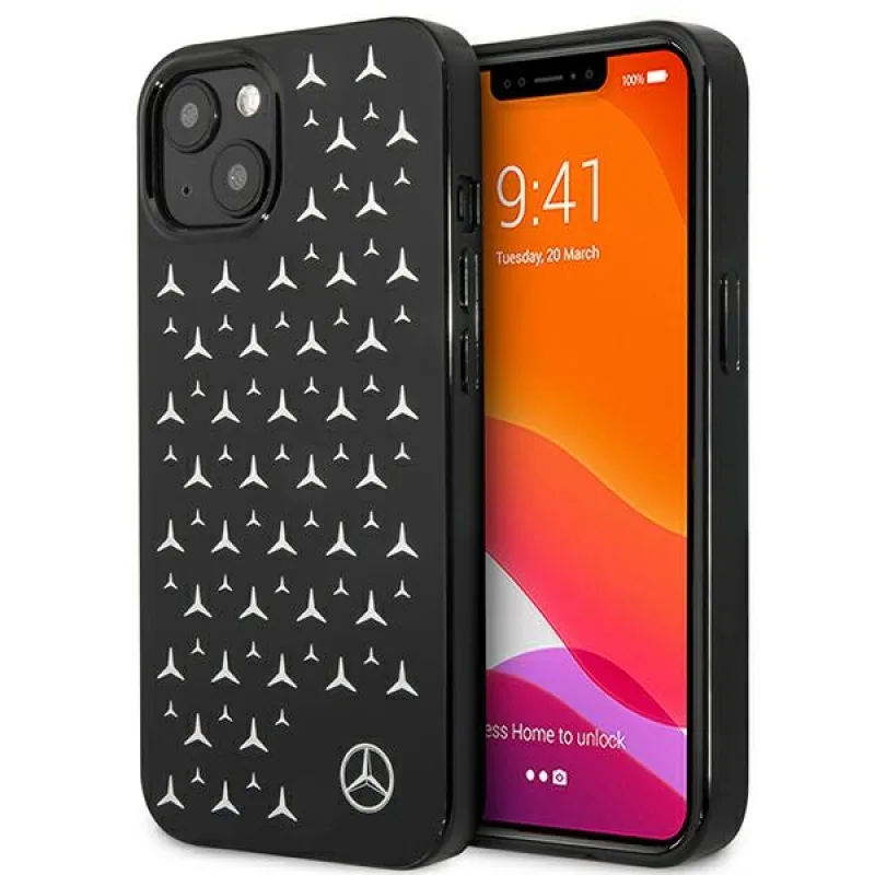 Kryt Mercedes Silver Stars Pattern Case pre iPhone 13 mini - čierny