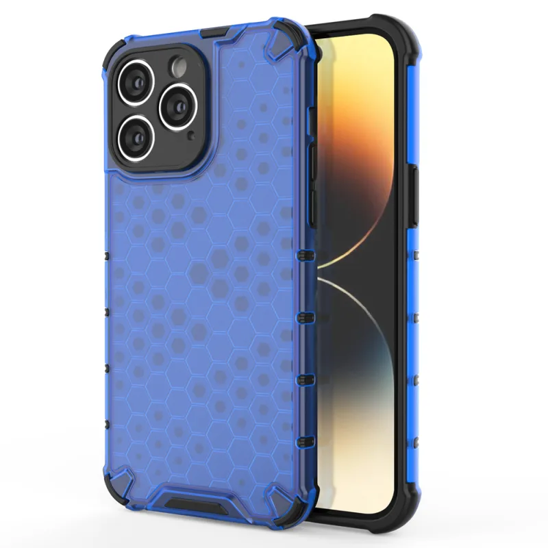 Voštinové puzdro pre iPhone 14 Pro Max pancierový hybridný kryt modrý