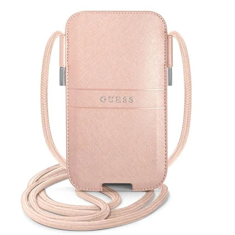 Taška Guess Saffiano Strap 6,1'' - ružová