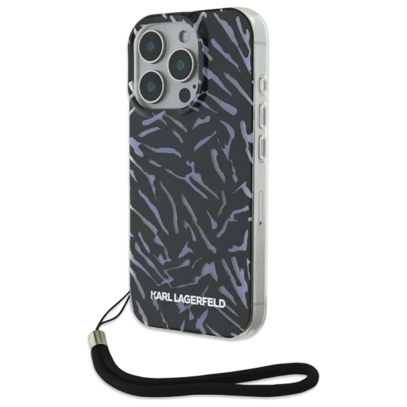 Karl Lagerfeld Zebra s puzdrom iPhone 16 Pro Cord – fialové