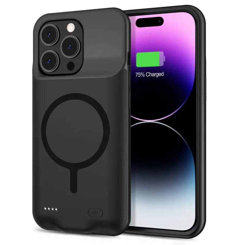 Puzdro Tech-Protect PowerCase pre iPhone 15 Pro s MagSafe a 7000 mAh powerbankou – čierne