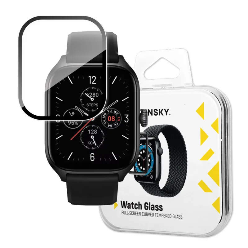 Wozinsky celoplošné tvrdené sklo tvrdené sklo pre Xiaomi Amazfit GTS 4 9H celoobrazovkový kryt s čiernym rámom